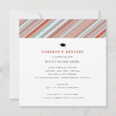 Invitation Preppy Red Pin Stripes Photo Graduation Party (Dos)