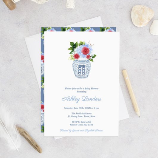 Invitation Preppy Red White Boy Baby shower Party