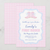 Invitation Preppy Rodeo First Birthday Cowgirl Boots (Devant / Derrière)