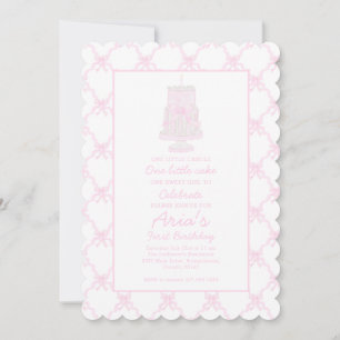 Invitation Preppy rose Anniversaire gâteau Premier anniversai
