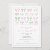 Invitation Preppy Rose Et Vert Vaches Bébé Fille Douche (Devant)