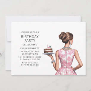 Invitation Preppy Rose Toile fête d'anniversaire