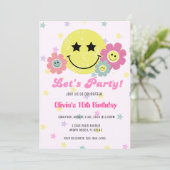 Invitation Preppy rose Y2K Retro Joyeux visage fête Anniversa (Debout devant)