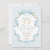 Invitation Preppy Silly Goose Blue Bow Boy Baby shower (Devant)