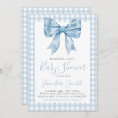 Invitation Préppy Southern Blue Bow Boy Baby shower (Devant / Derrière)