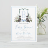 Invitation Preppy Southern Blue Boy Baby shower Chien (Debout devant)