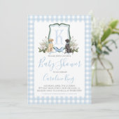 Invitation Preppy Southern Blue Boy Baby shower Chien (Debout devant)