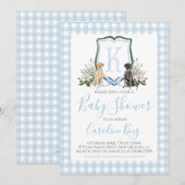 Invitation Preppy Southern Blue Boy Baby shower Chien (Devant / Derrière)