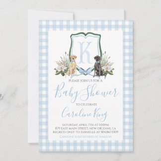 Invitation Preppy Southern Blue Boy Baby shower Chien