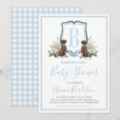 Invitation Preppy Southern Blue Boy Baby shower Chien (Devant / Derrière)