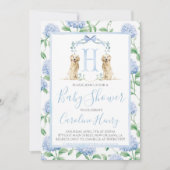 Invitation Preppy Southern Blue Boy Baby shower Chien (Devant)