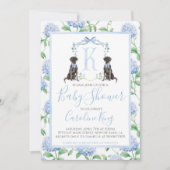 Invitation Preppy Southern Blue Boy Baby shower Chien (Devant)