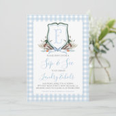 Invitation Preppy Southern Blue Boy Duck Baby Sip & See (Debout devant)
