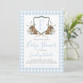 Invitation Preppy Southern Blue Boy Duck Chien Baby shower (Debout devant)