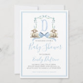 Invitation Préppy Southern Blue Boy Lamb Baby shower (Devant)