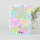 Invitation Preppy Splash Pad Party Cute Girly Pool Birthday (Debout devant)