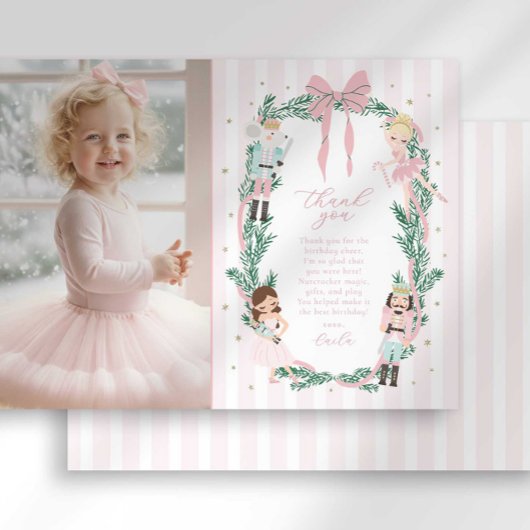 Invitation Preppy Stripe Bow Nutcracker Ballet Thank You Card