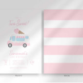 Invitation Preppy Stripe Two Sweet Ice Cream Birthday
