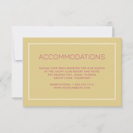 Invitation Preppy Stripes Lemon Jaune MARIAGE HÉBERGEMENT (Devant)