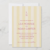Invitation Preppy Stripes Lemon Yellow Monogramme Moderne SIM (Devant)