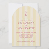 Invitation Preppy Stripes Lemon Yellow Monogramme PHOTO moder (Devant)