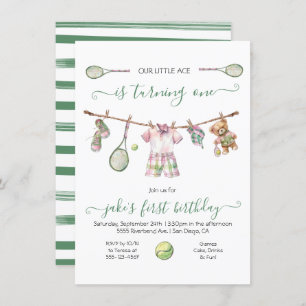 Invitation Preppy Tennis Boy Anniversaire tournant un