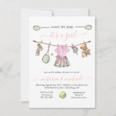 Invitation Preppy Tennis Girl Baby shower (Devant)
