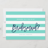 Invitation Preppy Turquoise Stripes Serez-Vous Ma Femme D'Acc (Devant)