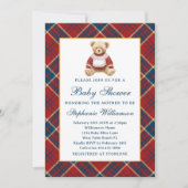 Invitation Preppy Vintage Teddy Bear Christmas Baby Shower (Devant)