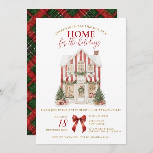 Invitation Preppy Winter Housewarming Party New Home (Devant / Derrière)