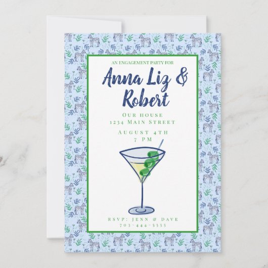 Invitation Preppy Zebra Martini (Devant)