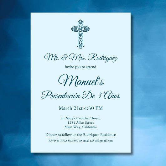 Invitation Presentación 3 Años Bleu Mexicain 3 ans Anniversai