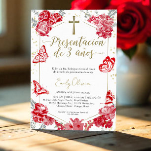 Invitation Presentación 3 años Papillon d'invitation espagnol