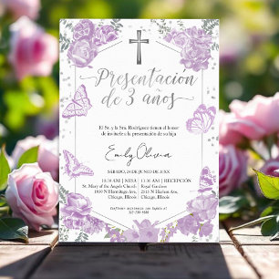 Invitation Presentación 3 años Papillon d'invitation espagnol
