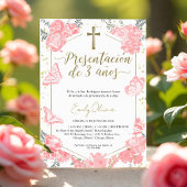 Invitation Presentación 3 años Papillon d'invitation espagnol