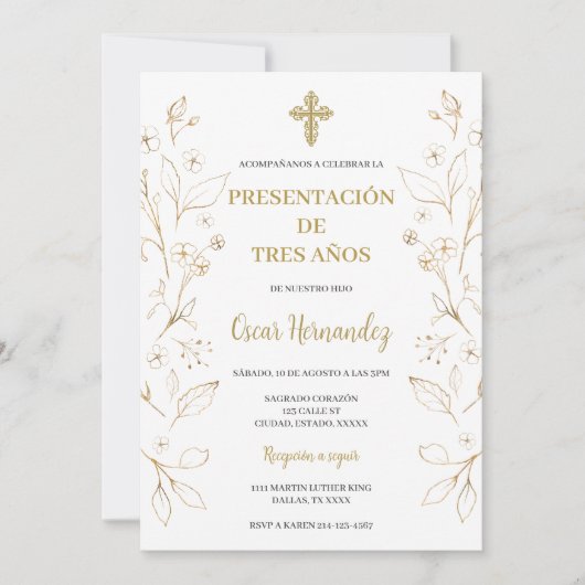 Invitation Presentación de Tres Años (Devant)