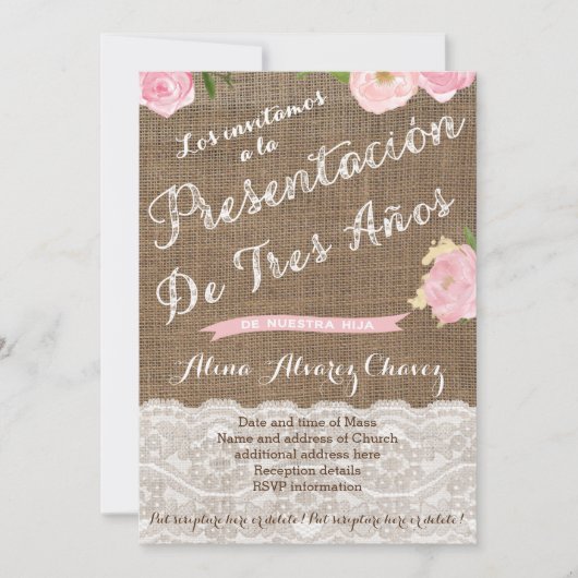 Invitation Presentación de Tres años, invitación presentacion (Devant)