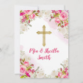 Invitation Présentacion jumelle blanche et rose De 3 Años (Dos)