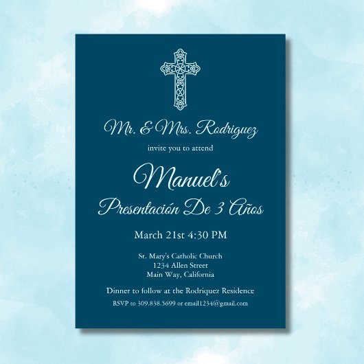 Invitation Présentation Bleue 3 Ans Anniversaire Mexicain 3 A