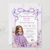 Invitation Présentation de 3 ans Coquette Fleur avec Ruban Vi (Devant)