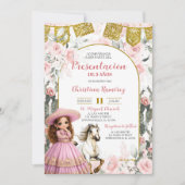 Invitation Présentation de 3 ans fille charra mexicaine fleur (Devant)