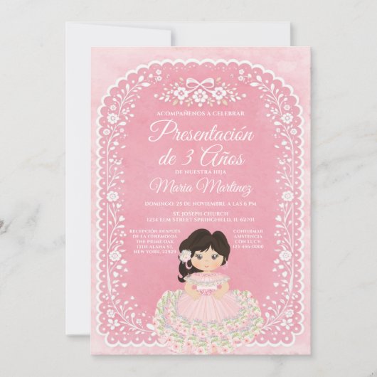 Invitation Présentation de 3 Ans Fille Espagnole Talavera Ros (Devant)