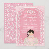 Invitation Présentation de 3 Ans Fille Espagnole Talavera Ros (Devant / Derrière)