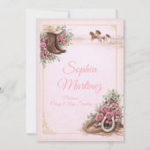 Invitation Présentation de 3 ans florale rose western espagno (Dos)