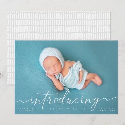 Invitation Présentation de Baby avec script blanc (Devant / Derrière)