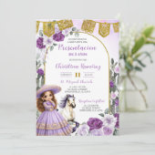 Invitation Présentation de Fille Charra Mexicaine Fleur Viole (Debout devant)