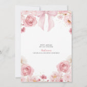 Invitation Présentation de fille en rose pâle avec noeud papi (Dos)