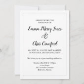 Invitation Présentation de M. Mme Elopement Mariage Faire-par (Dos)