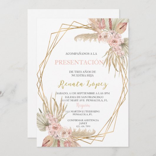 Invitation Présentation de trois ans  (Devant / Derrière)