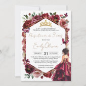 Invitation Présentation florale bordeaux pour 3 ans (Devant)